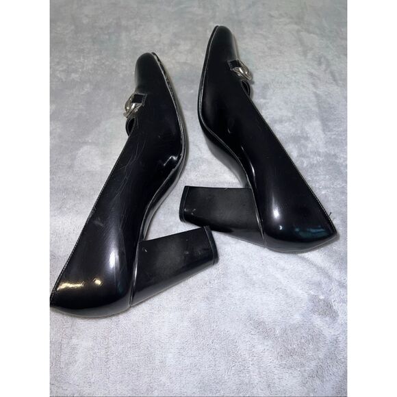 Vintage Black Kitten Heel Loafer Heels 8 Y2K 2000s - Picture 6 of 8